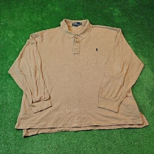 Camisa Polo Ralph Lauren Vintage Para Hombre 2XL Beige Cuello Manga Larga Ligera - Imagen 1 de 14