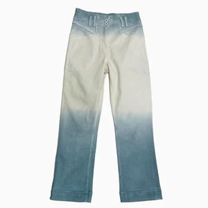Jeans Anthropologie blu e bianco Ombre Dip Dye vita alta crop taglia 27 - Foto 1 di 14