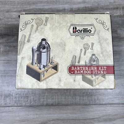 Kit de bartender 9 piezas Juego de bar Juego de coctelera Soporte de bambú inoxidable Foto 1 de 4