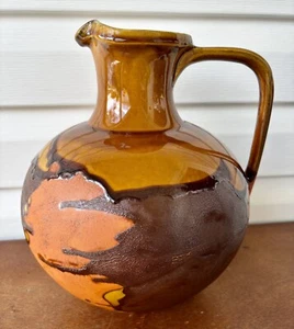 Royal Haeger Pottery Lava Glaze Jug Vintage USA Brown, Gold, Orange Large Vase - Picture 1 of 13