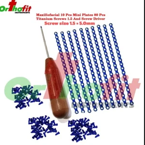 1.5mm Maxillofacial 10 Pcs Mini Plates 80 Pcs Titanium Screws And Screw Driver - Picture 1 of 3