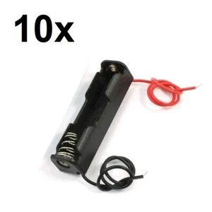 10x Single Slot 1-AAA Battery Holder Clip Case Plastic Box Wires Leads 1.5V DC - Picture 1 of 5