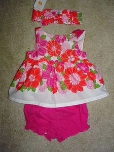NWT GYMBOREE SIZE 6 12 MONTHS TINY TROPICS FLORAL SET TWO PIECE HEADBAND NEW - Picture 1 of 5
