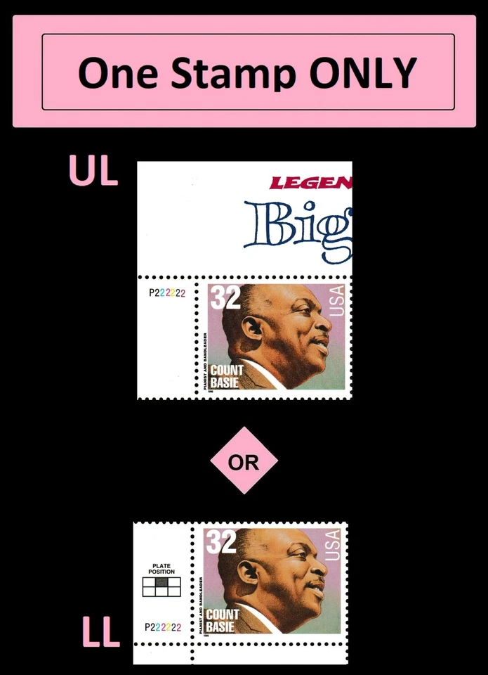 US 3096 Big Band Leaders Count Basie 32c plate single P222222 MNH 1996 - Image 1 of 1