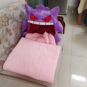 Pokemon Gengar Big Tounge Plushie with Dual Purpose Nap Blanket - Picture 1 of 6