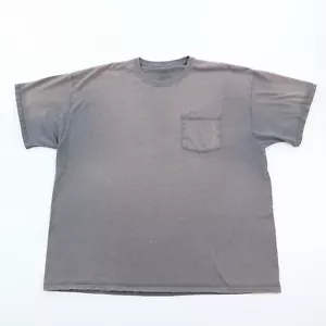 Sun Faded Gray Fruit of the Loom T-Shirt Herren 2XL Blank Plain Pocket Tee Grunge - Bild 1 von 8