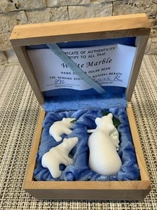 3er Set Kassiar Jade Sammlung handgeschnitzte Eisbär Figuren Stein Neu in OVP - Bild 1 von 5