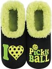 Snoozies Womens I Love Pickle Ball Simply Pairables Size Medium, Black 
