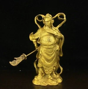 10 Chinese Bronze Gold Guan Gong Yu Warrior God 忠义 loyalism Dragon Wealth Statue - Picture 1 of 8