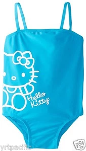 Hello Kitty Little Girls One Piece Blue Swimsuit 2T 3T 4T 4 5/6 6X 6581 - Picture 1 of 2