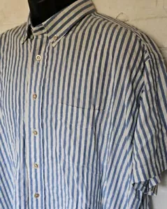 Gitman Bros USA Blue & White Mens XXL Cotton S/S Shirt Pearl Button MINT Cond - Picture 1 of 12