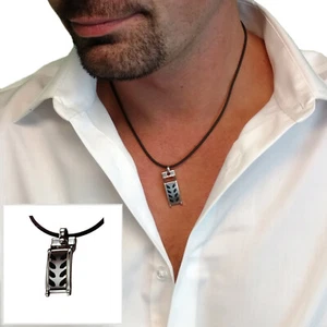 Rochet Pitstop Mens Black Enamel Stainless Moto GP Pendant 1.12" Necklace 20" - Picture 1 of 2
