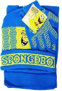 Spongebob Squarepants Beanie Hat Gloves Scarf  Blue 3pcs Set - Picture 1 of 1