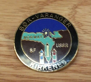 SOR Varanger Kirkenes Norwegen UdSSR Sammlerstück Runde Vintage Anstecknadel - Bild 1 von 4