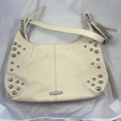 Harley Davidson Cuero Hobo Metal Pesado Crema Cartera de Hombro Bolso de Mano Foto 1 de 4