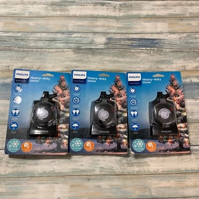 Philips Temporizador mecánico de alta resistencia enchufe exterior conectado a tierra negro 2 salidas Foto 1 de 4