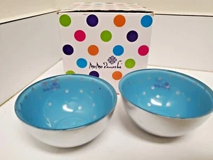 MoMo Panache Condi Pair Of Condi Bowls Silver W/Lt Blue & Sm Dots 2"×3.5" NIB - Picture 1 of 8