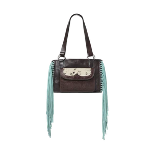 Ariat Ladies Willa Satchel Brown & Turquoise Fringe Purse A770012802 - Picture 1 of 1