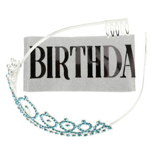 Birthday Sash Rhinestone Headband Set Party Tiara Decoration Supplies