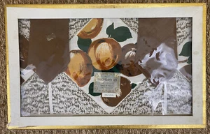 VINTAGE 60er Jahre Irish Rayon Tischdecke + 4 Servietten Set Äpfel Obst Design NEU - Bild 1 von 6