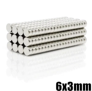 10 Stück 6x3 mm Superstarke Starke Runde Neodym Scheibenmagnete N52 OMAD - Bild 1 von 1