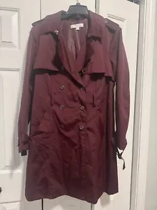 NY & Co Burgundy Double Breasted Trench Coat XL - Picture 1 of 5