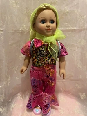 "Muñeca My Life As Estella Posable 18"" cabello rubio ojos azules tatuaje facial" Foto 1 de 4