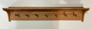 36” Rustic Solid Oak Shelf - 7 Peg, Danish Oil Finish, Built to Last! - Picture 1 of 4
