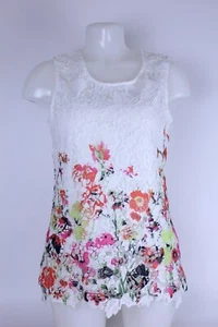 Blusa de mujer Quiz talla 12 Reino Unido floral con encaje bonito artículo superior - Imagen 1 de 6