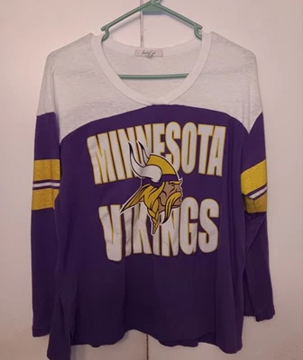 明尼苏达维京人队 3\4 袖女式 M 码中号衬衫垃圾食品球衣 NFL  — 第 1/4 张图片