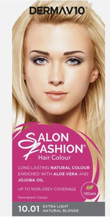DERMAV10 2 x Colour Plus Permanent Hair Dye-Shade 10.1 Extra Light Natural Blonde