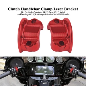 2X Clutch Handlebar Clamp Lever Bracket Red For Harley Touring Road King 2008-25 - Picture 1 of 13