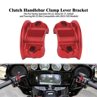 2X Clutch Handlebar Clamp Lever Bracket Red For Harley Touring Road King 2008-25 - Image 1 of 4