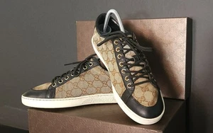 Zapatillas Mujer Gucci GG Beige Ébano Talla 5 Usadas Perfecto Estado - Imagen 1 de 15