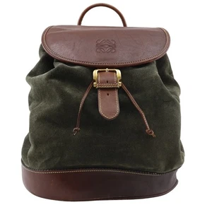 LOEWE anagram Backpack Daypack Backpack vintage Green Suede Women - Picture 1 of 12