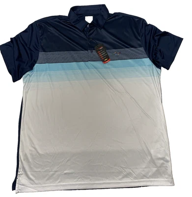 GREG NORMAN PLAY DRY СЕРИИ СИНИЙ И БЕЛЫЙ В ПОЛОСКУ РУБАШКА ДЛЯ ГОЛЬФА МУЖСКОЙ РАЗМЕР XXL ~ НОВЫЙ С ЯРЛЫКАМИ - Изображение 1 из 4