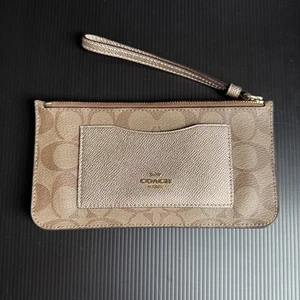 Neu mit Etikett Coach Geldbörse mit Reißverschluss oben Signatur Canvas/Roségold F37565 - Bild 1 von 5