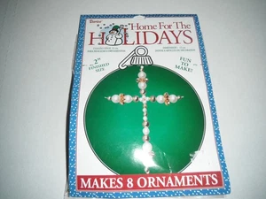 Darice Christmas Craft Bead 2" BEADED CROSS Ornament Kit white gold makes 8 NIP - Picture 1 of 3