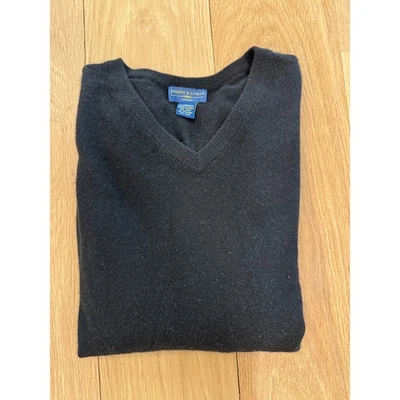 Suéter para Hombres Joseph and Lyman Negro 100% Cachemira Cuello en V Talla Grande Foto 1 de 3