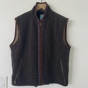 VTG Alf Khul Mens Polartec Fleece Vest Full Zip L Brown Outdoor Hiking Camping - Picture 1 of 20