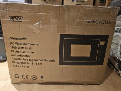 Hanseatic TC925B2F 900W Einbau-Mikrowelle mit Grill - Schwarz, 25L - Bild 1 von 2