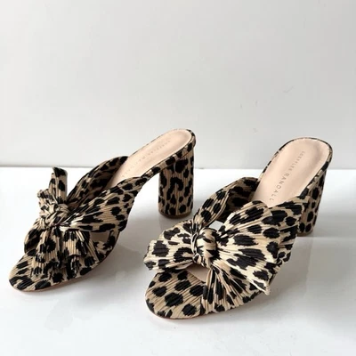 Loeffler Randall Penny Leopard Knotted Bow Heeled Mules Size 6.5 B runs small - Image 1 of 4