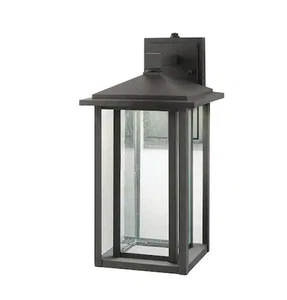 Mauvo Canyon 15.5 in. Black Dusk to Dawn LED Outdoor Wall Light Porch Sconce - Picture 1 of 5