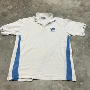 Vintage Detroit Lions Mens Polo Shirt White Sz Large NFL Football Embroidered - Picture 1 of 6