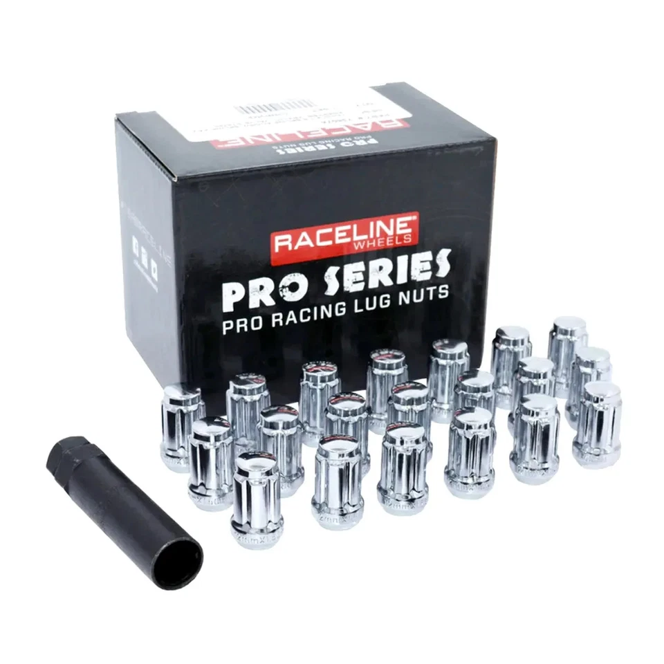 WHEEL NUTS RACELINE WHEELS M12X1.5 CHROME TAPER SOCKET 16 SET CAPPED - Image 1 of 1