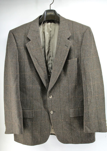 Blazer Burberrys vintage uomo 44 marrone pied de poule a quadri lana cappotto sportivo