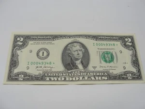 2017A TWO DOLLAR BILL WITH LOW STAR SERIAL NUMBER Z2681 - Picture 1 of 2