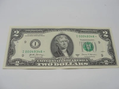 2017A TWO DOLLAR BILL WITH LOW STAR SERIAL NUMBER Z2681 - Image 1 of 2