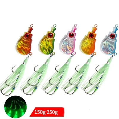 5,3 Unzen/8,8 Unzen Metall Jigkopf leuchtender Inchiku Köder schnell sinkender Tintenfisch Dreifachhaken - Bild 1 von 4