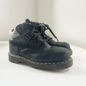 Vintage Kinder Doc Martens Stahlkappe Stiefel NOTIZEN LESEN schwarz Leder Größe 4 England - Bild 1 von 12